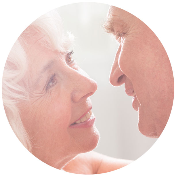 Intimate aging couple